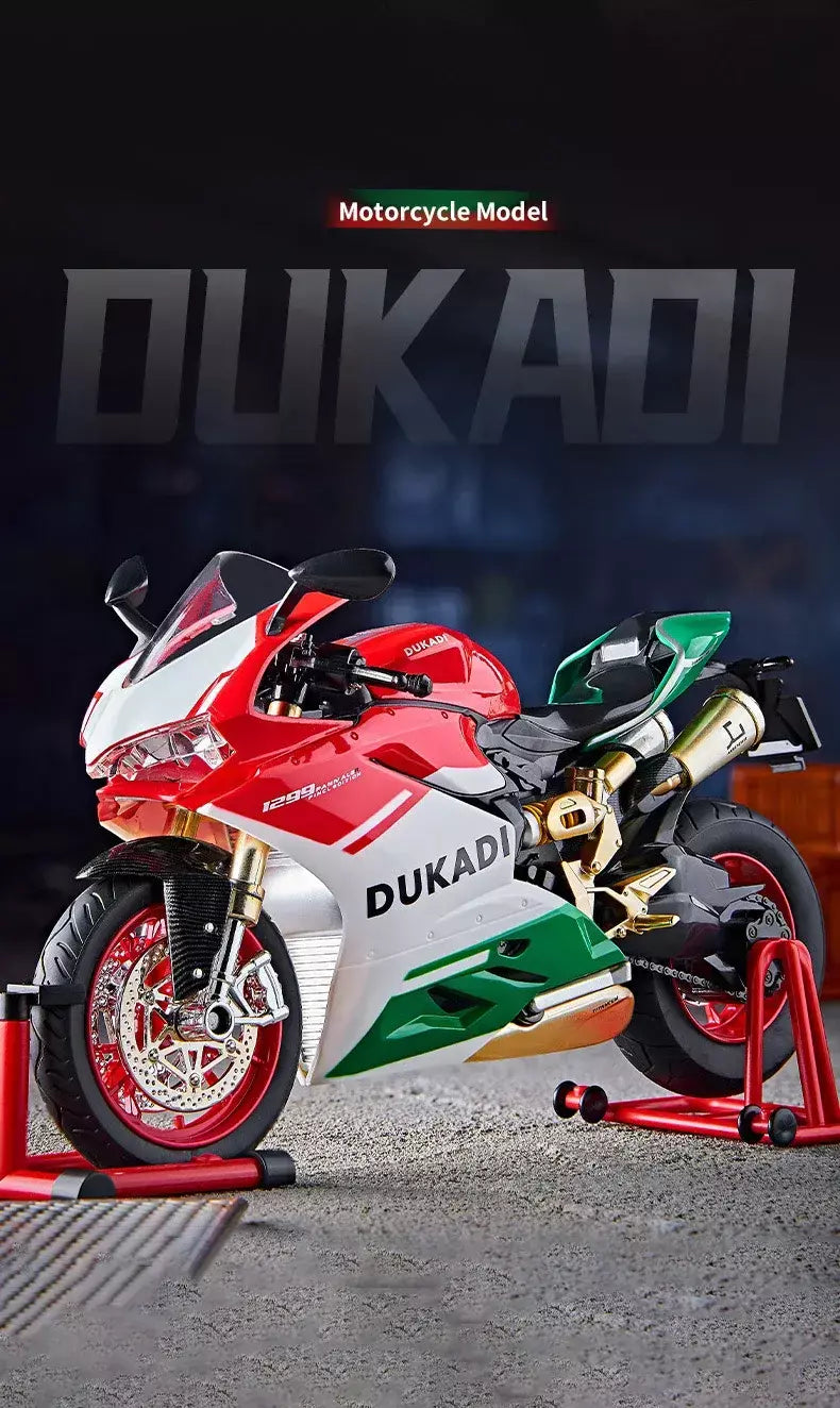 Chave começo 1:9 1199 panigale liga esportes modelo de motocicleta diecast pista corrida modelo de motocicleta com spray som luz crianças brinquedos
