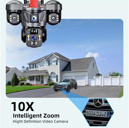 Kerui v380 pro ao ar livre ptz 6mp wifi 4g câmera solar de segurança em casa lente tripla câmera painel solar cctv vigilância vídeo