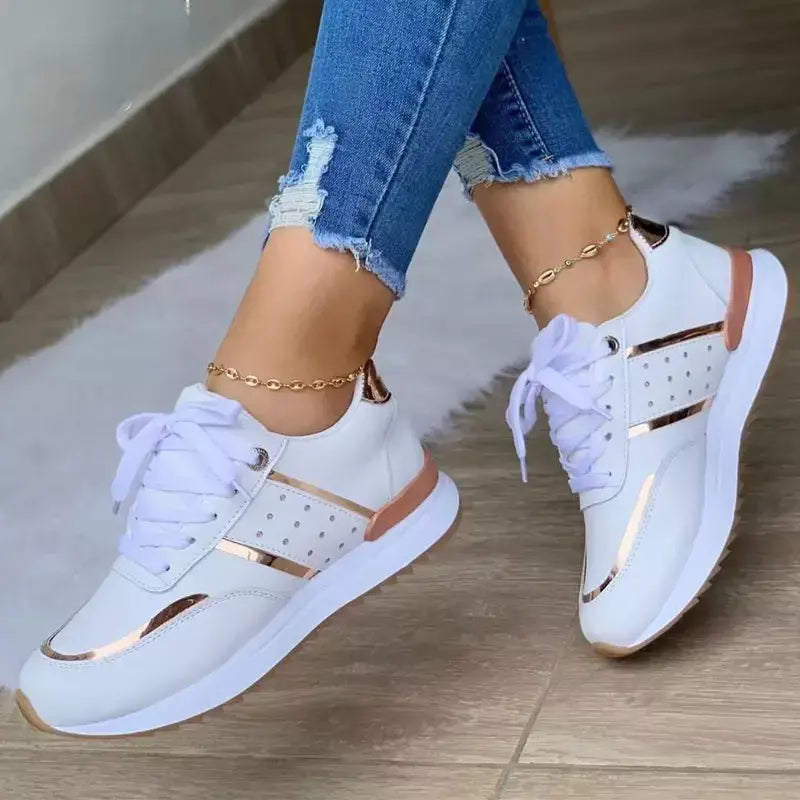 Novas mulheres tênis plataforma sapatos de couro retalhos sapatos esportivos casuais senhoras ao ar livre correndo sapatos vulcanizados zapatillas mujer