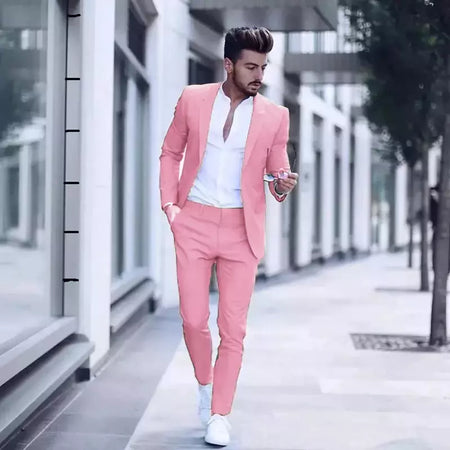 Ternos casuais masculinos de negócios para casamento, smoking masculino, terno de negócio justo, lapela de pico, Terno, traje masculino, 2 peças