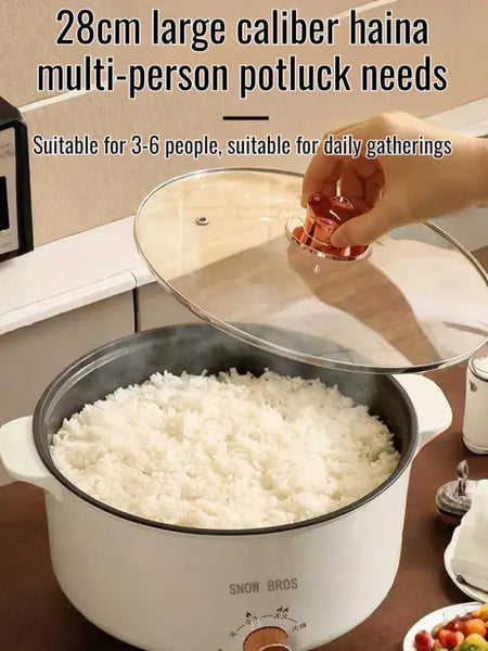 Pote de cozinha elétrico para dormitório estudantil, uso doméstico, panela quente multifuncional, panela elétrica pequena integrada, frigideira antiaderente