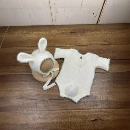 Adereços para fotografia de recém-nascidos, roupa de malha, boneca de coelho, óculos para cosplay de bebê, acessórios para sessão de fotos