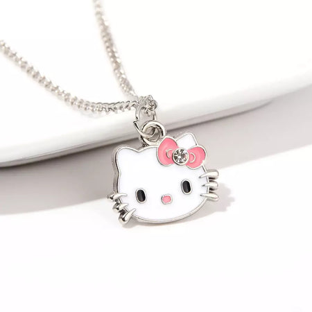 Olá kitty pingente colares moda arco bonito gato colar para mulheres homens jóias acessórios presentes menina metal kt gato pingente