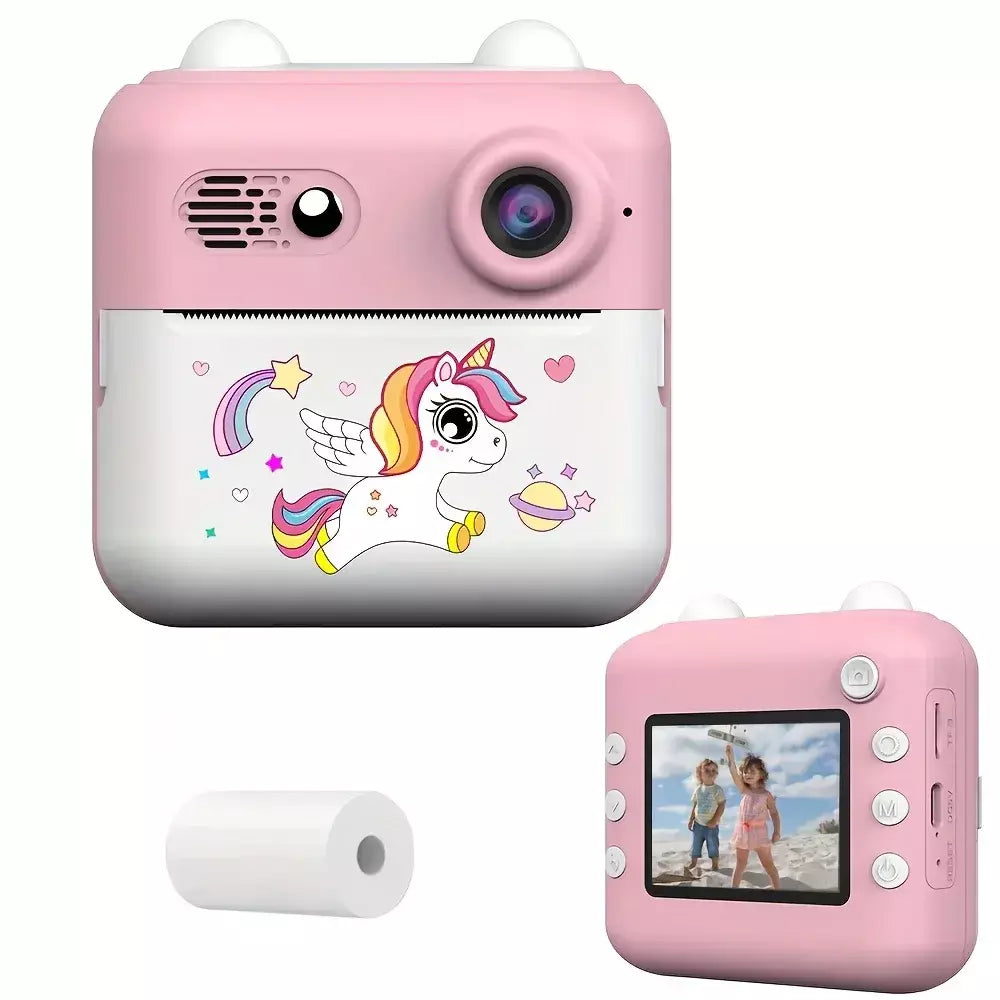 Câmera de impressão instantânea, impressão instantânea HD 1080P vem com vários filtros com inclui 1 rolo de papel e cordão