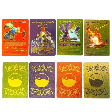 Cartão de folha de ouro colorido pokemon charizard pikachu arceus prata preto arco-íris inglês francês alemão espanhol vstar gx vmax cartões