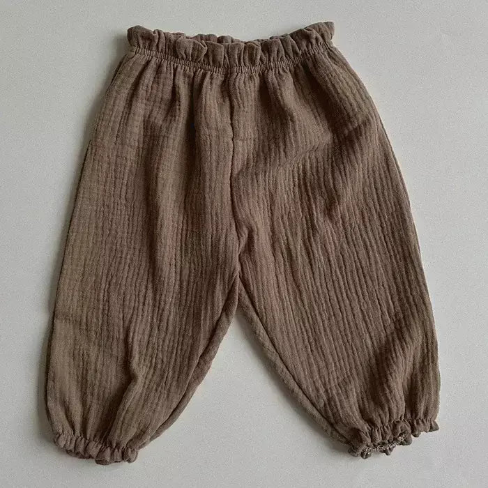 Calças de bebê de algodão orgânico recém-nascidos outono primavera verão inverno bonito impressão macia musselina roupas calças pantalons capris