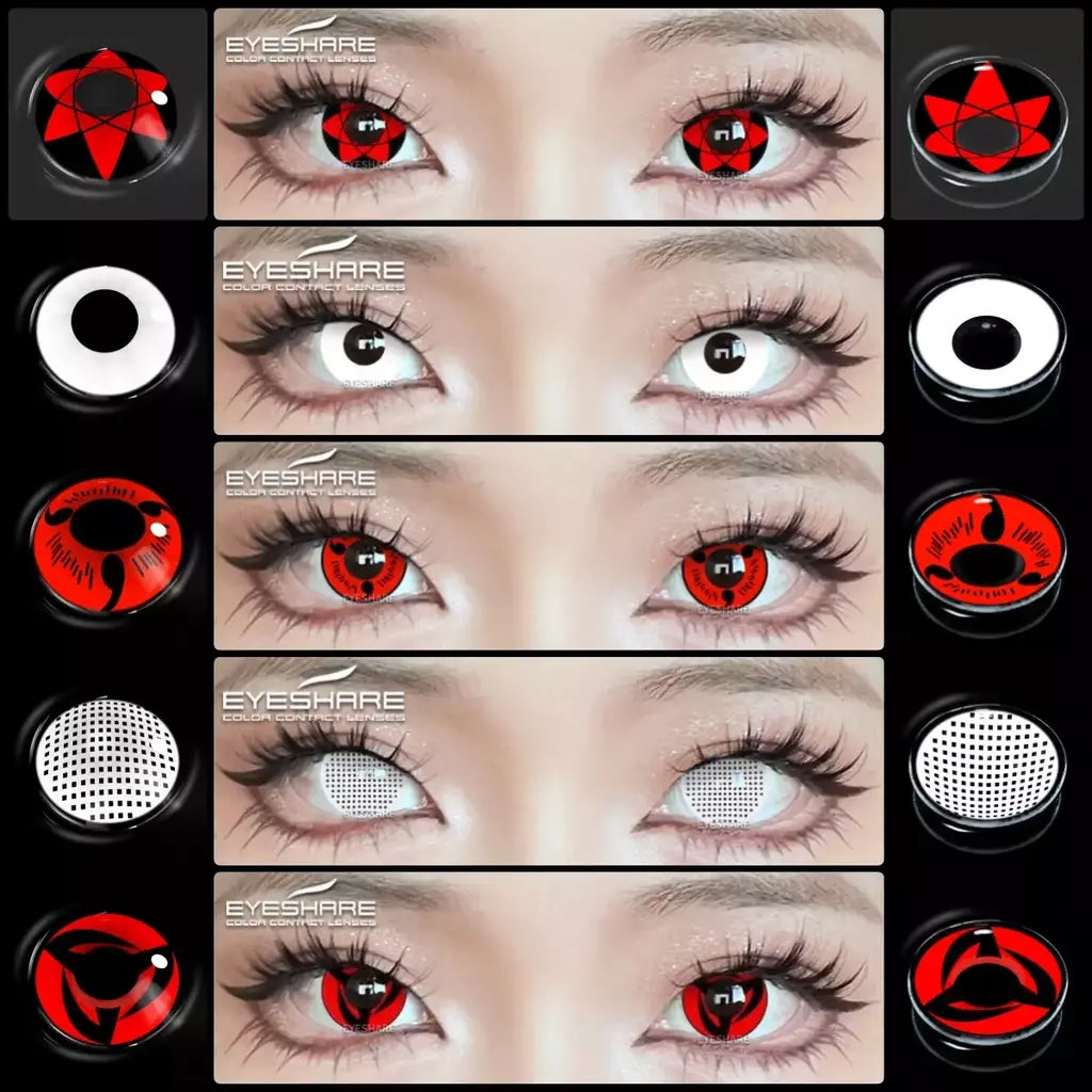 Eyeshare lentes de contato coloridas para olhos, 1 par de lentes coloridas de anime cosplay, lentes loucas de halloween, lentes de contato, maquiagem de beleza
