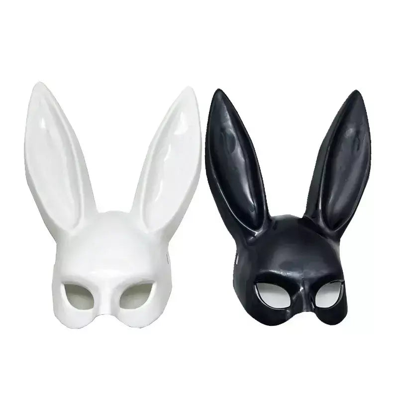 1 pçs preto branco coelho máscara festa de halloween decoração festa orelhas longas coelho máscara traje cosplay ?