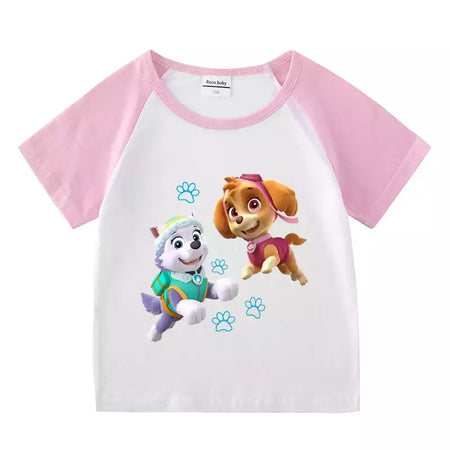 Boys Paw Patrol T-shirt manga curta Top e Shorts Set, bebê meninos roupas, roupas dos desenhos animados, terno verão, novo conjunto infantil, 2022, 2pcs