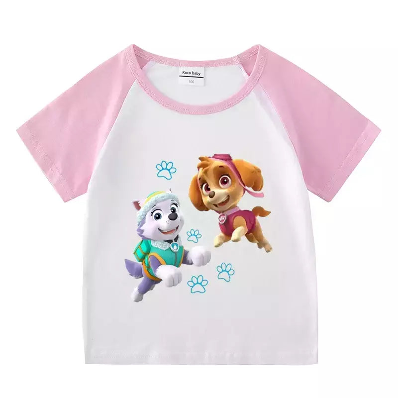 Boys Paw Patrol T-shirt manga curta Top e Shorts Set, bebê meninos roupas, roupas dos desenhos animados, terno verão, novo conjunto infantil, 2022, 2pcs