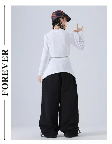 Meninas hip hop letras colheita topo graffiti joggers calças crianças k-pop roupas de dança de rua conjunto crianças menina grupo streetwear traje