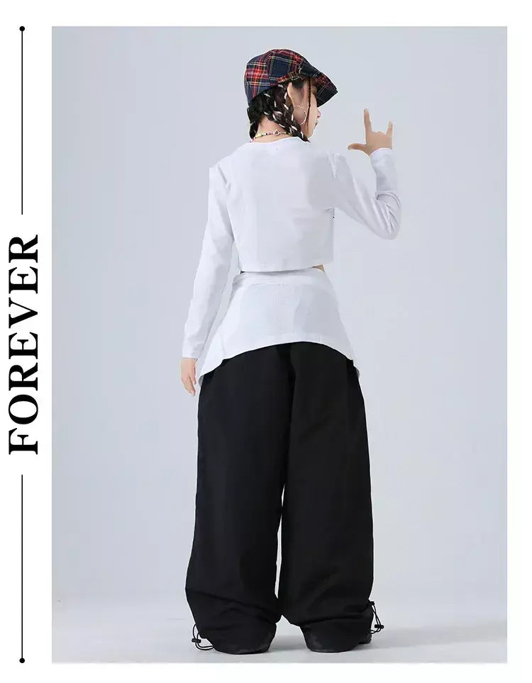 Meninas hip hop letras colheita topo graffiti joggers calças crianças k-pop roupas de dança de rua conjunto crianças menina grupo streetwear traje