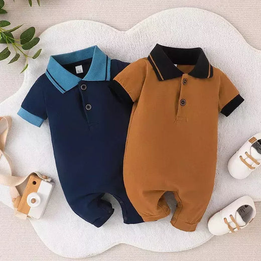 Manga curta Romper para o bebê menino, recém-nascido Gentleman Onesies, Toddler Vestuário, Macacão Infantil, 0-24Months