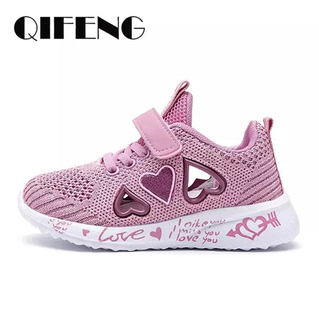 Meninas sapatos casuais luz malha tênis crianças verão primavera outono tenis bonito esporte dos desenhos animados feminino correndo meia calçado
