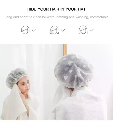Touca de banho impermeável para mulheres e homens, tampa de cabelo seco, banho, anti-óleo, fumaça, cuidados com os cabelos, casa, 5pcs