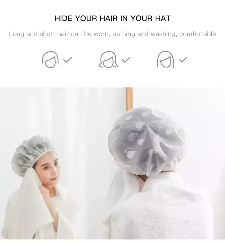 Touca de banho impermeável para mulheres e homens, tampa de cabelo seco, banho, anti-óleo, fumaça, cuidados com os cabelos, casa, 5pcs