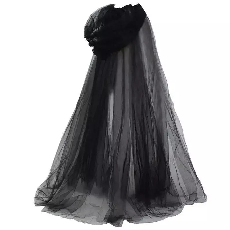 Preto nupcial xale bruxa vampiro cosplay manto halloween capa dupla jogo festa traje adereços férias vestir-se