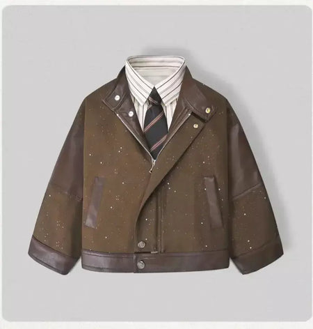 Crianças moda brilhante zíperes jaqueta de couro da motocicleta meninos casaco do plutônio meninas outerwear criança primavera outono roupas trajes festa