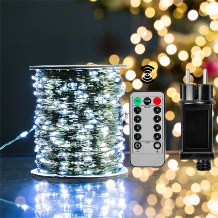Impermeável Fairy String Lights com controle remoto, guirlanda de Natal, decoração ao ar livre, árvore, rua, casamento, festa, 1pc, 500 LED, 1000LED