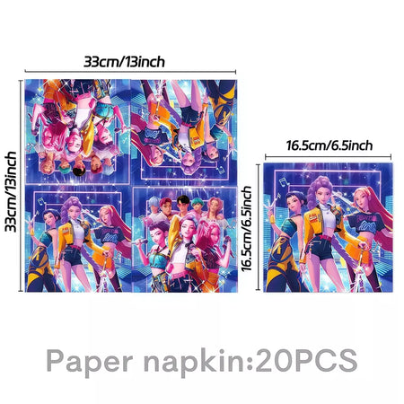 Conjunto de talheres para decoração de festa de aniversário, caçadores de demônios, copo, prato, guardanapo, banner, balão, meninas, coreano, kpop, anime, suprimentos de festa, decoração