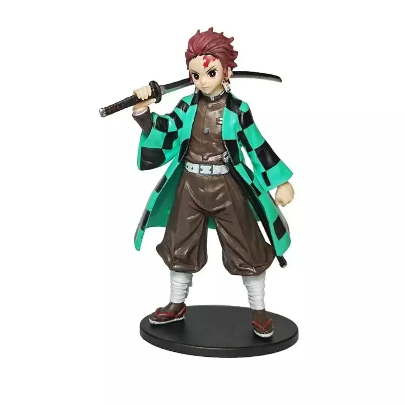 Anime figura demônio slayer figuras kimetsu não yaiba boneca tanjiro nezuko zenitsu estatueta inosuke guerreiro figura de ação modelo brinquedos