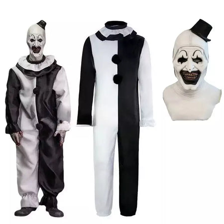 Arte o palhaço cosplay filme terrorífico 2 arte o palhaço cosplay traje macacão máscara trajes de halloween máscara para homens