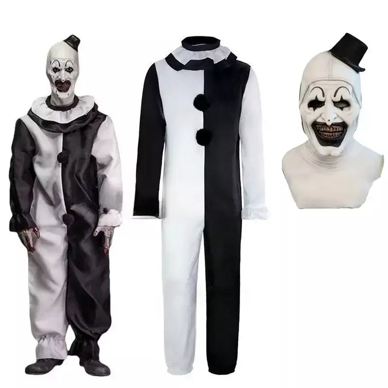 Arte o palhaço cosplay filme terrorífico 2 arte o palhaço cosplay traje macacão máscara trajes de halloween máscara para homens