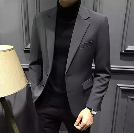 Blazer fino de negócios masculino, roupas estilo coreano, casaco casual, terno elegante, jaquetas marrons, de alta qualidade, 2024
