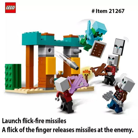 LEGO 21267 Minecraft The Illager Desert Patrol Figuras de brinquedo e playset - Brinquedo Minecraft de construção com 4 figuras para brincar de fingir