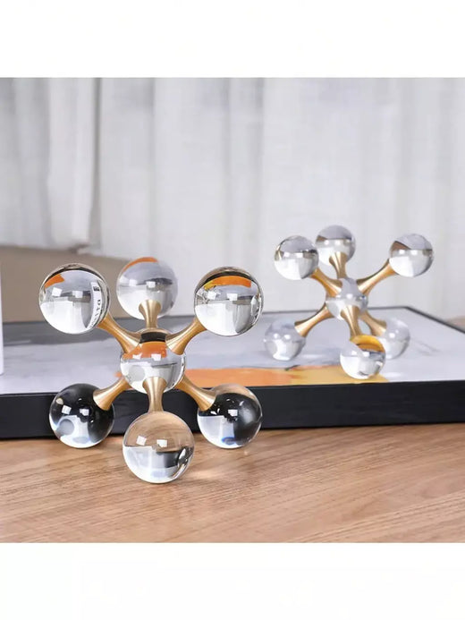 1pc cristal geométrico molecular bola castiçal, molécula de luxo cristal decorativo artesanato ornamento para desktop, sala estar &