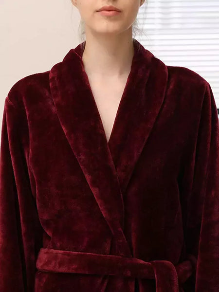 Camisola Nobre Flanela Preta, Longo Robe Termal, Conjunto de Pijamas com Calças, Roupa de Casa, Luxo, Outono, Inverno