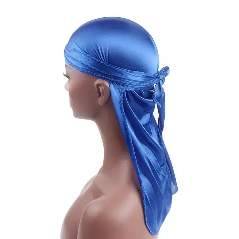 Elasticidade baotou boné faixas de cabelo simulação sedosa durag cauda longa chapéu pirata bandana turbante para crianças criança fita acessórios