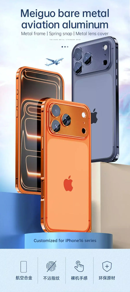 Aviação liga de alumínio quadro pára-choques caso do telefone para iphone 17 16 15 14 13 12 promax lente metal dissipação calor capa à prova de choque
