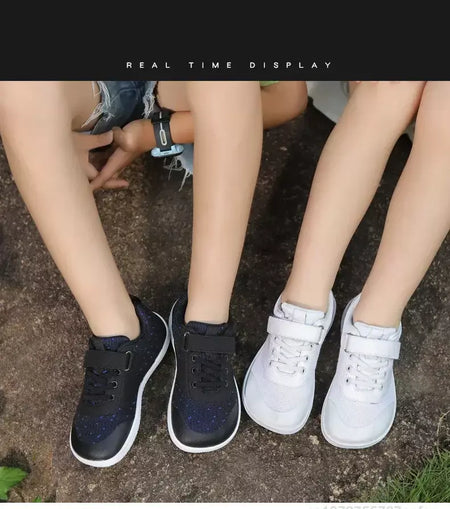 Novos meninos meninas tênis crianças largas sapatos descalços naturalmente spracam sapatos da criança pequena grande criança