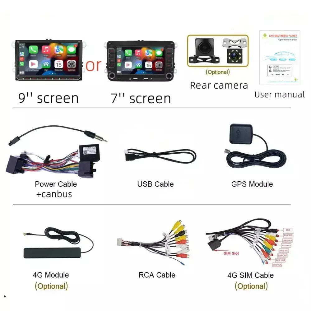2din rádio do carro android para volkswagen golf 5 6 polo passat b6 b7 cc skoda jetta universal multimídia carplay wifi navegação gps