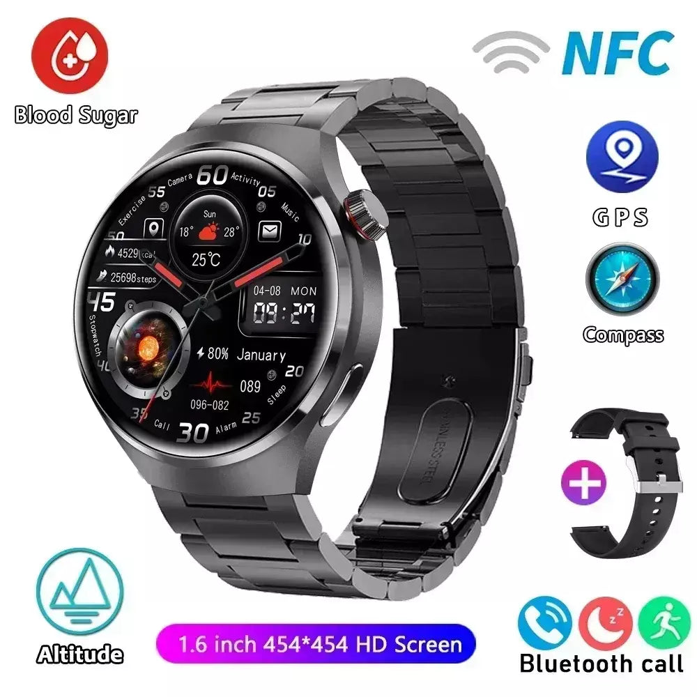 Xiaomi para pro relógio inteligente masculino 4 pro amoled tela hd bluetooth chamada gps nfc freqüência cardíaca açúcar no sangue smartwatch 2024 novo