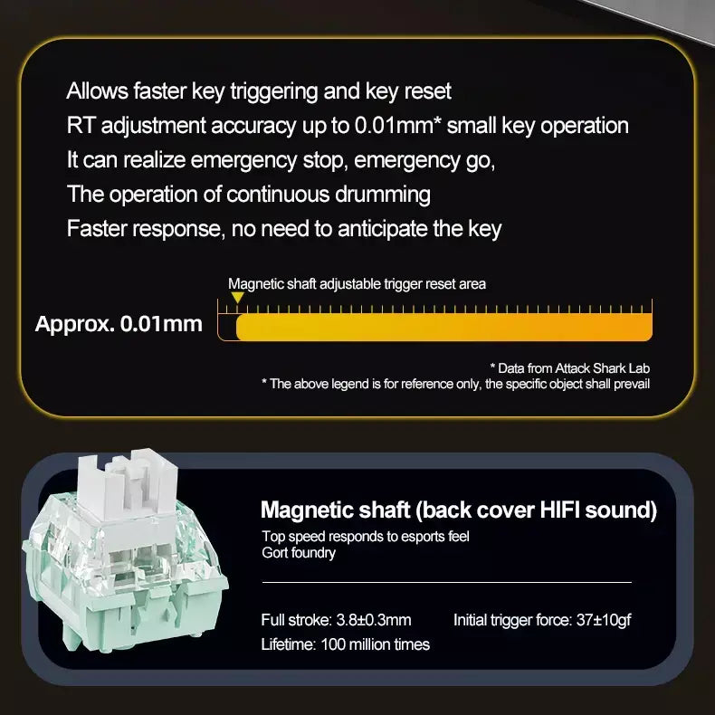 X68he ataque tubarão teclado magnético para jogos mecânico com fio para pro gaming 0.01mm gatilho rápido 8000hz socd/rs 0.125ms 128k taxa