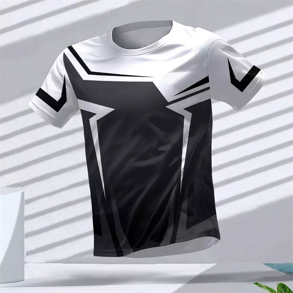 New Hot-Selling Outdoor Running Sports Respirável Quick-Secagem Roupas de Fitness Casual Wear Impressão 3D Em Torno Do Pescoço Adulto T-Shirt