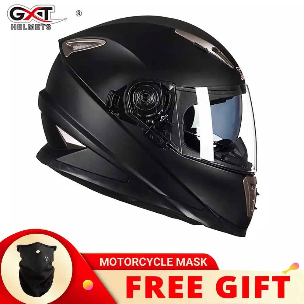 Gxt palhaço rosto cheio capacete da motocicleta lente solar interna motocross casco moto leve segurança bicicleta de rua equitação rápida casque moto