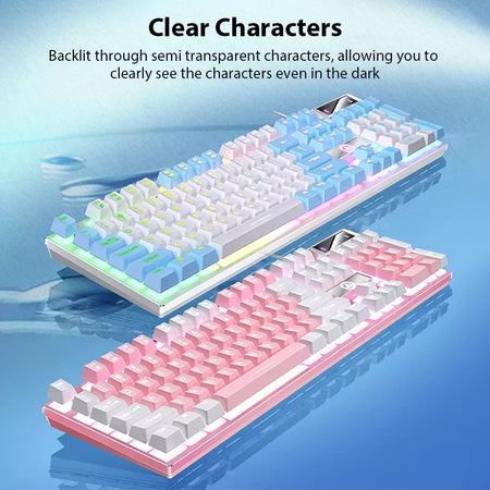 K500 teclado para jogos com fio sensação mecânica laptop desktops pc computador acessórios de escritório 104 teclas teclados com luz de fundo rgb