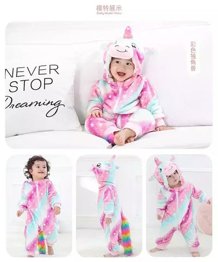 Macacão de flanela para bebés, Macacão Kigurumi, Macaco, Unicórnio, Vaca, Leão, Animal Cosplay, Pijama para 1 a 4 anos Crianças, Meninos, Inverno
