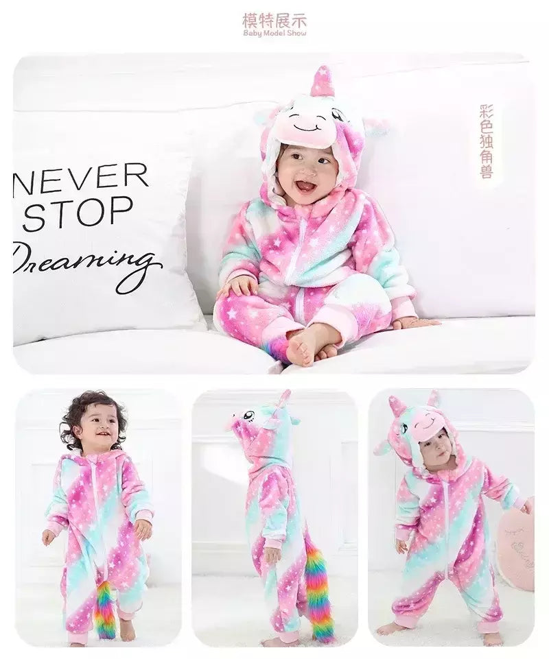 Macacão de flanela para bebés, Macacão Kigurumi, Macaco, Unicórnio, Vaca, Leão, Animal Cosplay, Pijama para 1 a 4 anos Crianças, Meninos, Inverno