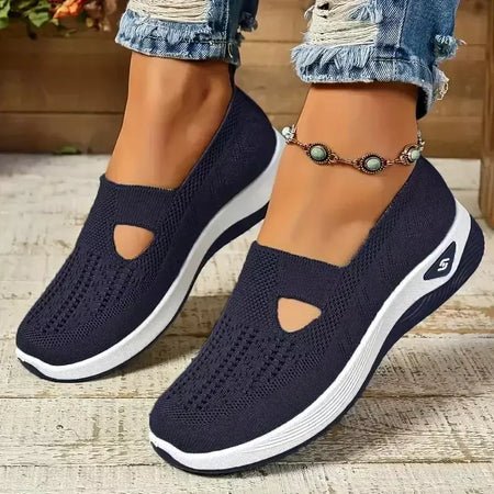 Tênis feminino respirável sapatos casuais verão sola macia sapatos ortopédicos leve deslizamento em sapato de caminhada antiderrapante sapatos planos