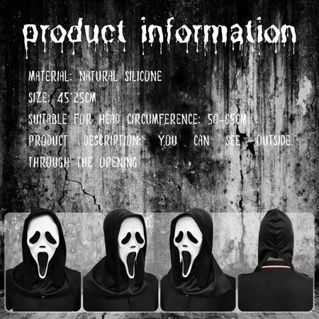 Látex grito ghostface máscara horror cabeça cheia máscara brincadeira cosplay traje filme assustador ghostface adereços decoração de casa fontes de festa