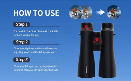 Binóculos HD 12x50 para adultos Binóculos de visão grande de alta potência com visão clara IPX7 Telescópio à prova d'água para viagens de caça