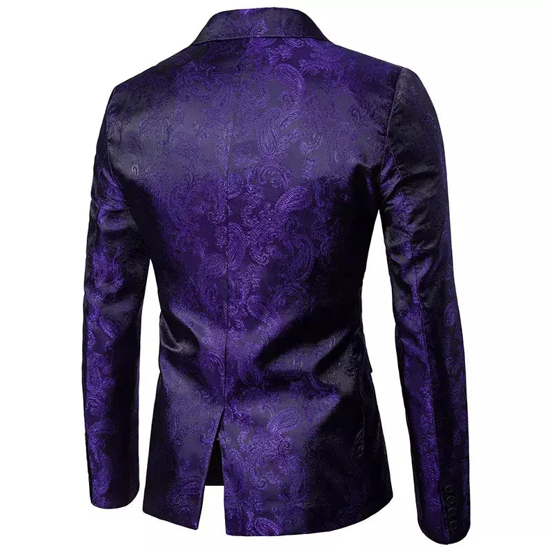 (Jaqueta + calças) conjuntos de terno fino casual de negócios masculino, moda impressa smoking vestido formal de casamento blazer ternos de performances de palco