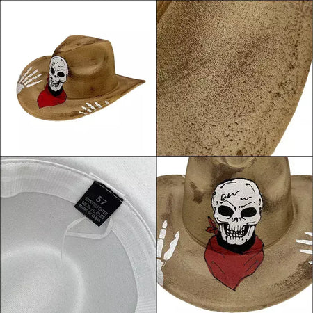 Chapéu de festa de Halloween, desempenho de máscaras coloridas pintadas à mão, adereço de festival fantasma, chapéu de cowboy de Natal
