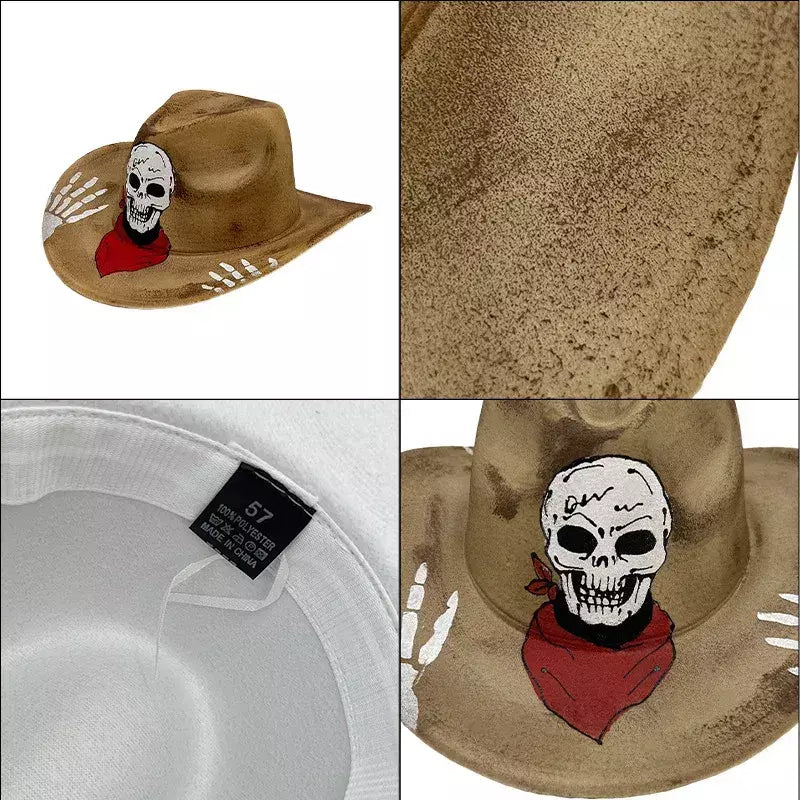 Chapéu de festa de Halloween, desempenho de máscaras coloridas pintadas à mão, adereço de festival fantasma, chapéu de cowboy de Natal