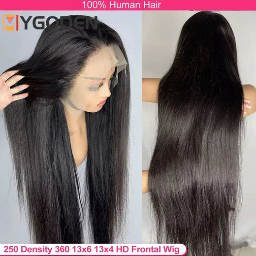 250 densidade osso em linha reta 13x6 hd peruca frontal do laço 30 Polegada alça invisível 360 peruca dianteira do laço completo sem cola 100% peruca de cabelo humano