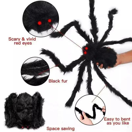 Halloween grande aranha de pelúcia horror decoração de halloween festa prop ao ar livre aranha gigante decoração 30-200cm câmara brincadeira aranha preta